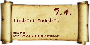 Timári András névjegykártya